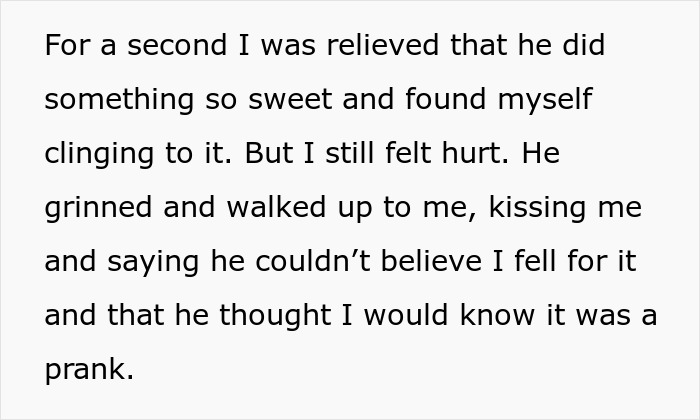 Text excerpt about a prank involving a fake affair and pregnancy, resulting in unexpected hurt and breakup. Text excerpt about a prank involving a fake affair and pregnancy, resulting in unexpected hurt and breakup.