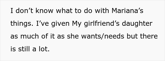 Text about handling a friend's daughter's belongings after unexpected lengthy absence.