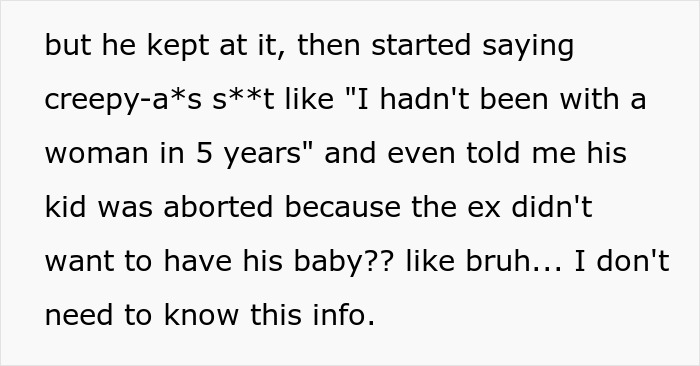 Text message showing oversharing details, including personal relationships and sensitive life events.