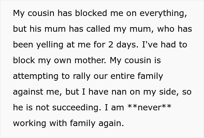Text message about family dispute during maternity leave challenges. Text message about family dispute during maternity leave challenges.