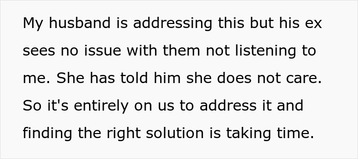 Text from stepmom about addressing family dynamics, highlighting intentional exclusion concerns, husband's involvement noted.