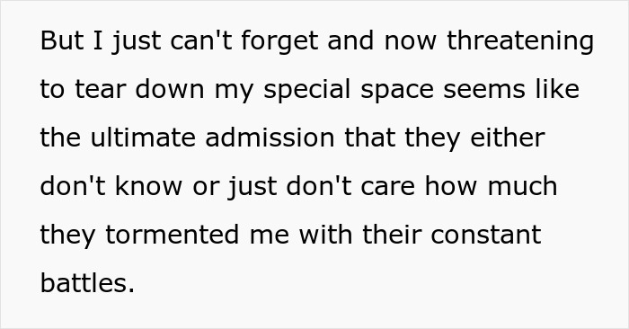 Sad daughter sitting alone by a childhood tree house, feeling upset and lost in memories of past battles.