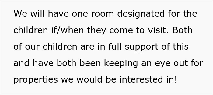 Text discussing plans for a designated room for visiting children, supported by both children.