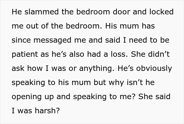 Text describing a woman’s feelings after a miscarriage and her husband’s reaction. Text describing a woman’s feelings after a miscarriage and her husband’s reaction.