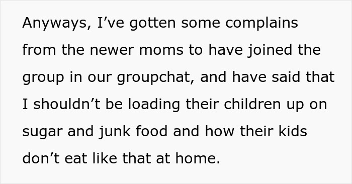 Text about mom receiving criticism for serving pizza and snacks at a softball sleepover. Text about mom receiving criticism for serving pizza and snacks at a softball sleepover.