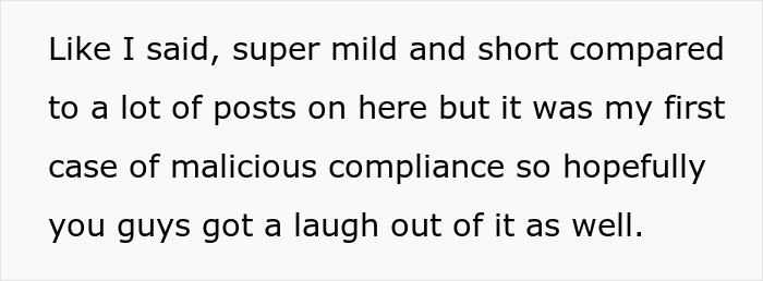Text about a mild instance of malicious compliance related to grocery store employee policy. Text about a mild instance of malicious compliance related to grocery store employee policy.