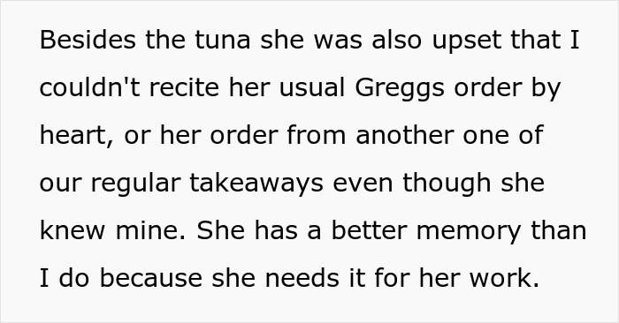 Fianc&eacute;e reconsidering relationship over forgotten sandwich orders and memory differences.