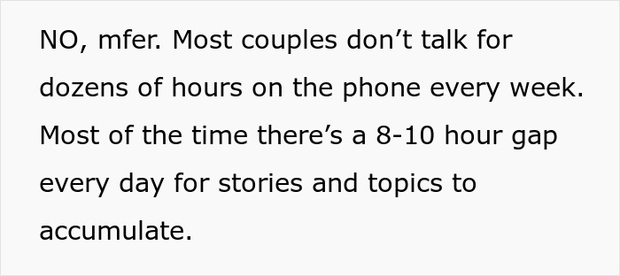 Text expressing a woman's frustration with long phone calls in relationships. Text expressing a woman's frustration with long phone calls in relationships.