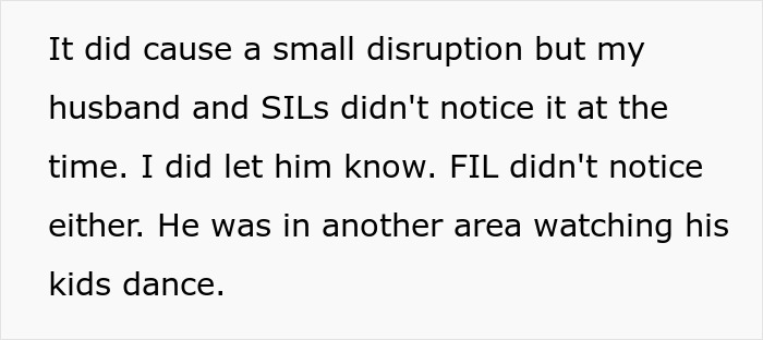 Text excerpt discussing excluded wedding step causing small disruption without upsetting husband or in-laws.
