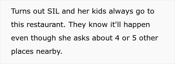 Text discussing SIL disregarding allergies, repeatedly choosing the same restaurant despite other options.