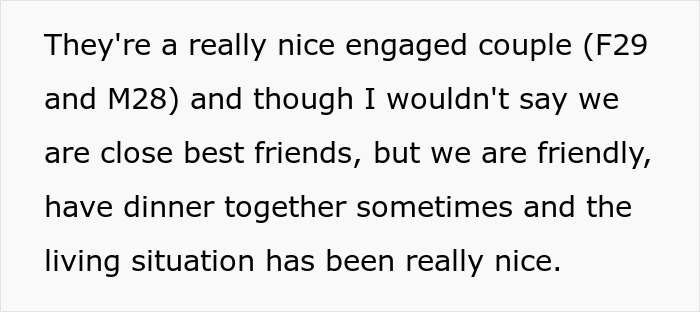 Text discussing roommates and their relationship, hinting at a landlord's undisclosed identity. Text discussing roommates and their relationship, hinting at a landlord's undisclosed identity.