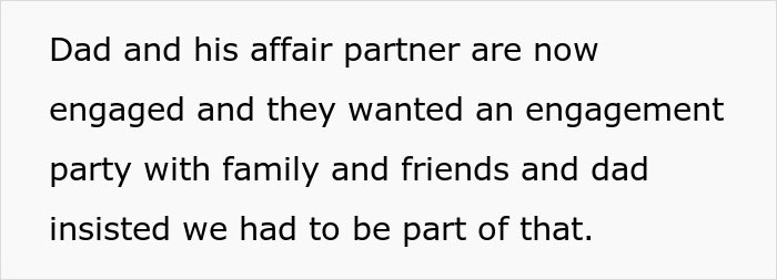 Text about dad's engagement and family involvement in the event.