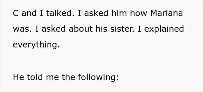 Text excerpt discussing a conversation about Mariana and her situation.