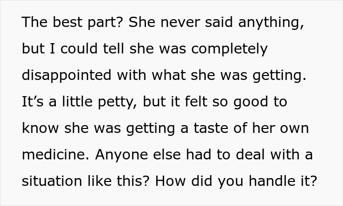 Text about roommate stealing food and setting up a trap for her, discussing satisfaction and disappointment.