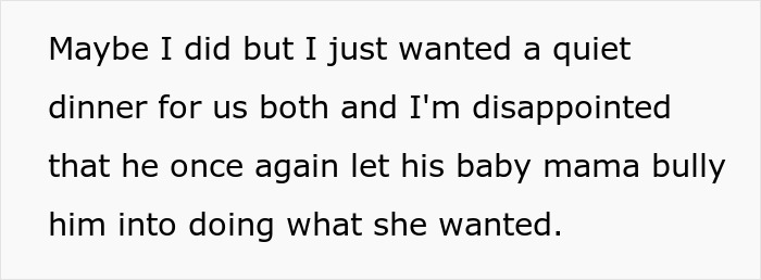 Text about man's ex affecting his dating life and toddler situation.