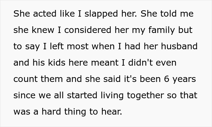 Text exchange expressing tension between mom and stepdaughter about family dynamics. Text exchange expressing tension between mom and stepdaughter about family dynamics.