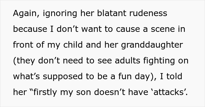 Text discussing a neighbor's rudeness during an Easter event involving an autistic child and a granddaughter.