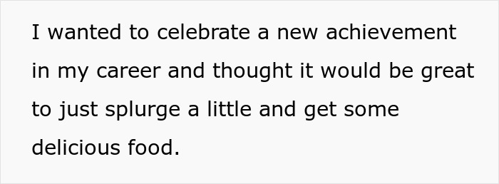 Text about celebrating a career achievement with good food.