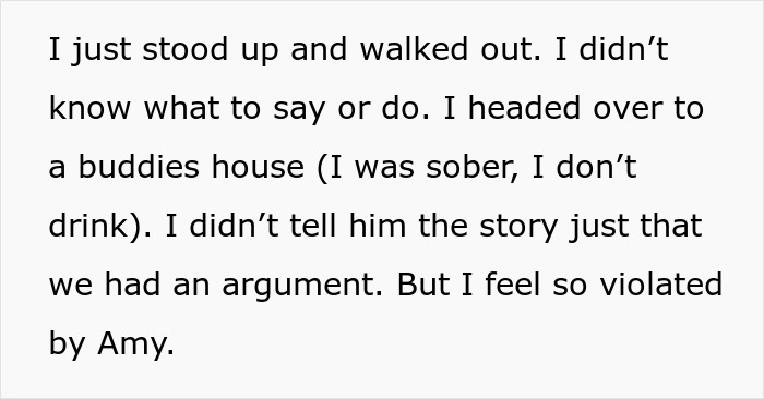 Text about contemplating divorce after a wife drunkenly exposed a secret to friends. Text about contemplating divorce after a wife drunkenly exposed a secret to friends.