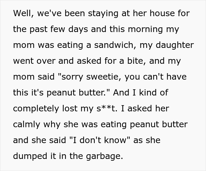 Grandma threatening granddaughter&rsquo;s life over peanut butter causes family to have a serious reality check about nuts safety.