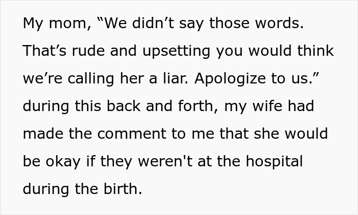 Husband confronts family over treatment of pregnant wife and bans them from birth until apology is given.