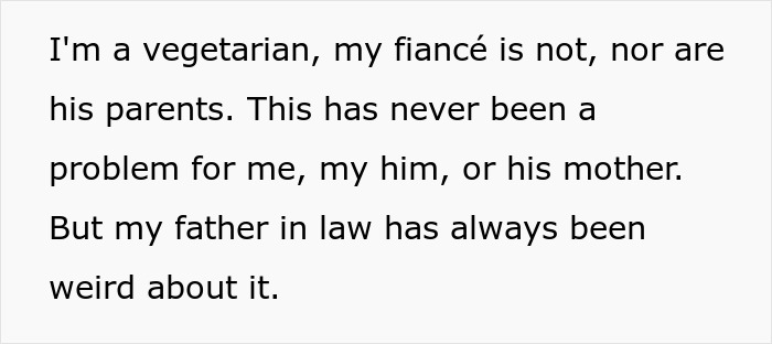 Father-in-law upset over vegetarian meatballs, creating family tension.