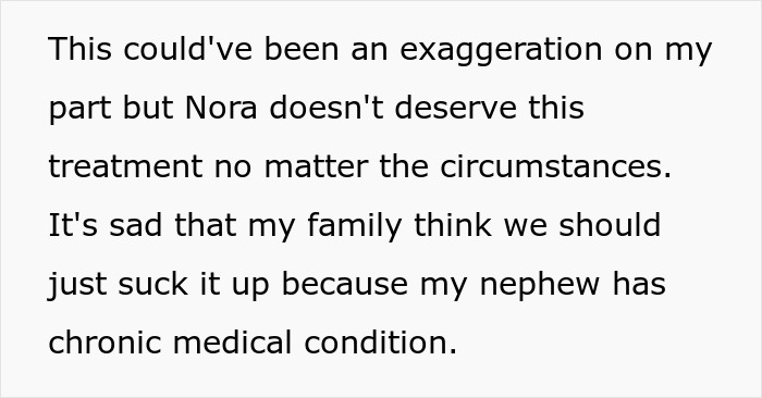 Text discussing a spoiled boy's actions at an event involving ice cream and family reactions to his behavior.