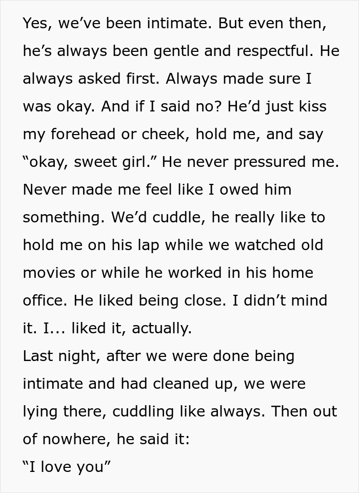 Text of a heartfelt confession from a sugar daddy expressing love.