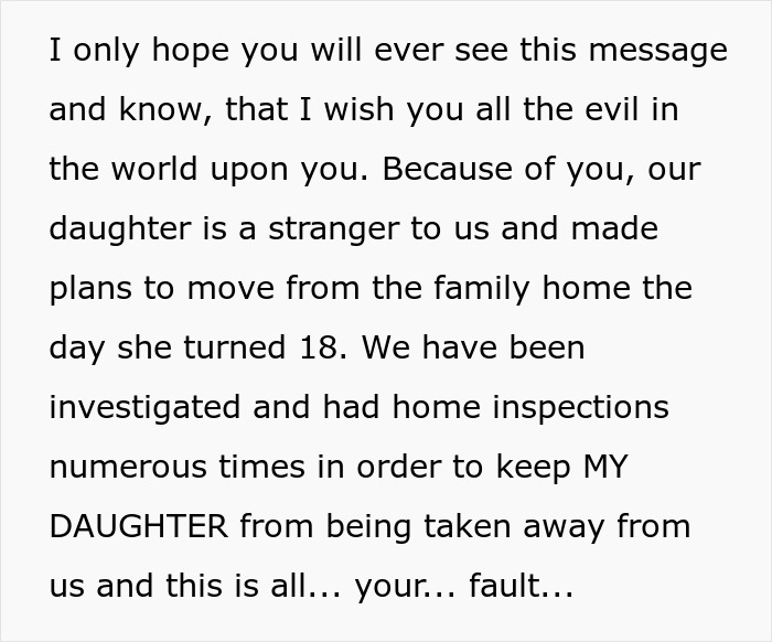 Text expressing frustration over CPS involvement due to daughter's eating disorder. Text expressing frustration over CPS involvement due to daughter's eating disorder.