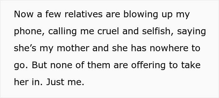Text discussing a daughter's struggle with family pressure to support her mother. Text discussing a daughter's struggle with family pressure to support her mother.
