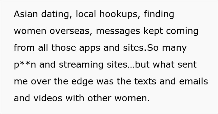 Texts reveal dating sites and videos, causing relationship tension.