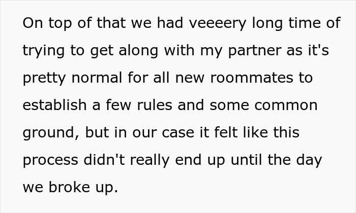 Text discussing relationship struggles and setting household rules with a partner before breaking up. Text discussing relationship struggles and setting household rules with a partner before breaking up.