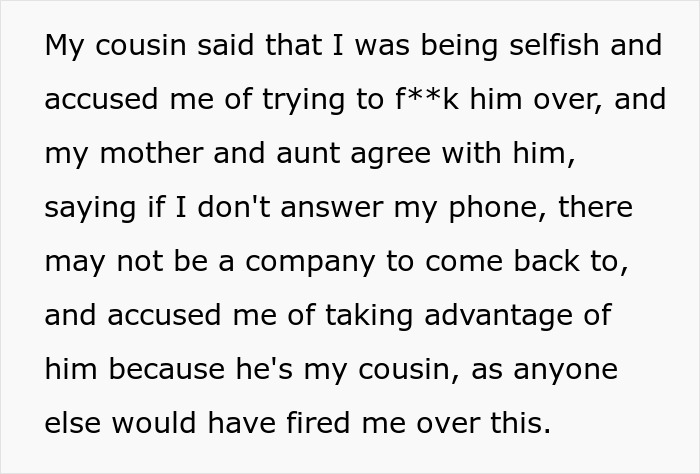 Text screenshot about a woman facing criticism for not answering work calls during maternity leave. Text screenshot about a woman facing criticism for not answering work calls during maternity leave.