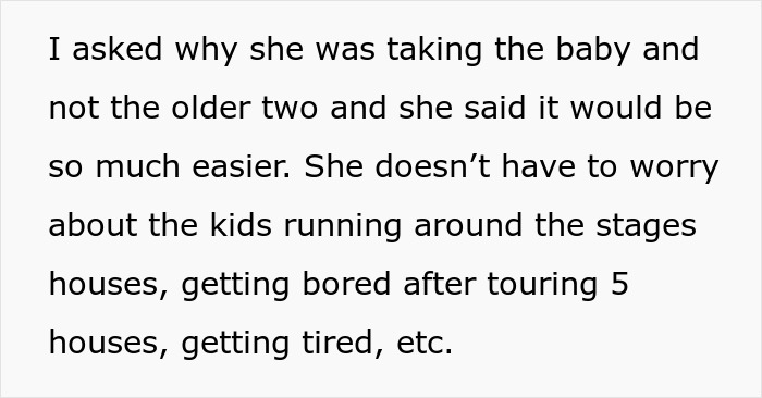 Text about grandma's comment on playing favorites with a baby over older children.