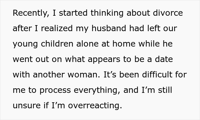 Wife Considers Divorce After Coming Home To 3 Kids Left Alone And Hubby Nowhere To Be Found Wife Considers Divorce After Coming Home To 3 Kids Left Alone And Hubby Nowhere To Be Found
