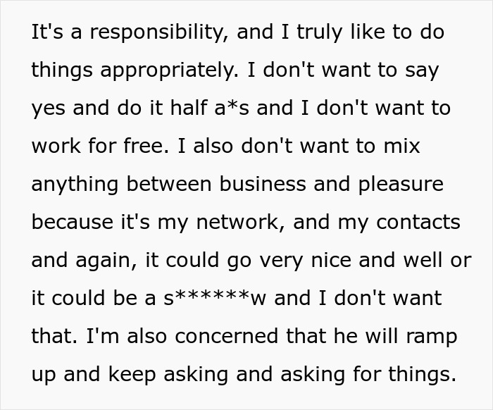 Text about woman rejecting the role of heiress due to business concerns and potential complications.