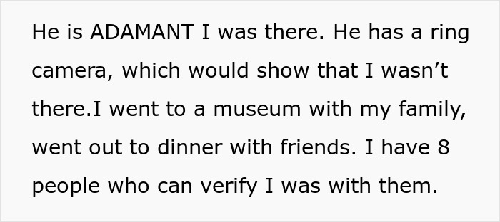 Text excerpt from a personal account about verifying whereabouts amid a conflict involving sleep deprivation in a relationship. Text excerpt from a personal account about verifying whereabouts amid a conflict involving sleep deprivation in a relationship.