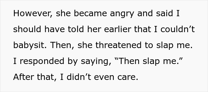 Teen Threatened With A Beating For Choosing To Enjoy Her Day Off Instead Of Babysitting Niece
