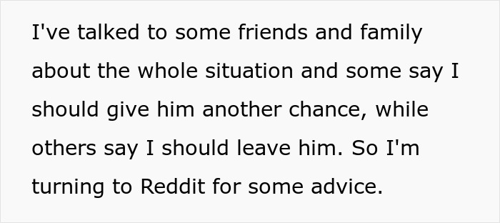 Text image about seeking advice on relationship issues, discussing marriage decisions on Reddit. Text image about seeking advice on relationship issues, discussing marriage decisions on Reddit.