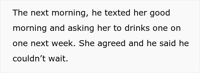 Text message conversation about late-night drinks, hinting at a husband&rsquo;s hidden truth with a coworker.