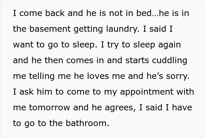 Text excerpt describing a girlfriend deprived of proper sleep by boyfriend, showing emotional strain and consideration of staying in a hotel. Text excerpt describing a girlfriend deprived of proper sleep by boyfriend, showing emotional strain and consideration of staying in a hotel.