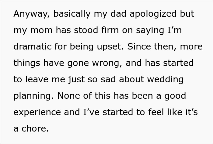 Bride’s joy fades as parents treat wedding secrets like gossip, causing drama and ruining big moments. Bride’s joy fades as parents treat wedding secrets like gossip, causing drama and ruining big moments.