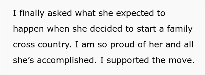 Text expressing a mom's feelings about supporting her daughter's decision to start a family far away.