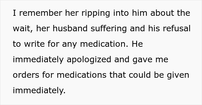 Furious wife confronts doctor over suffering patient until nurse intervenes.