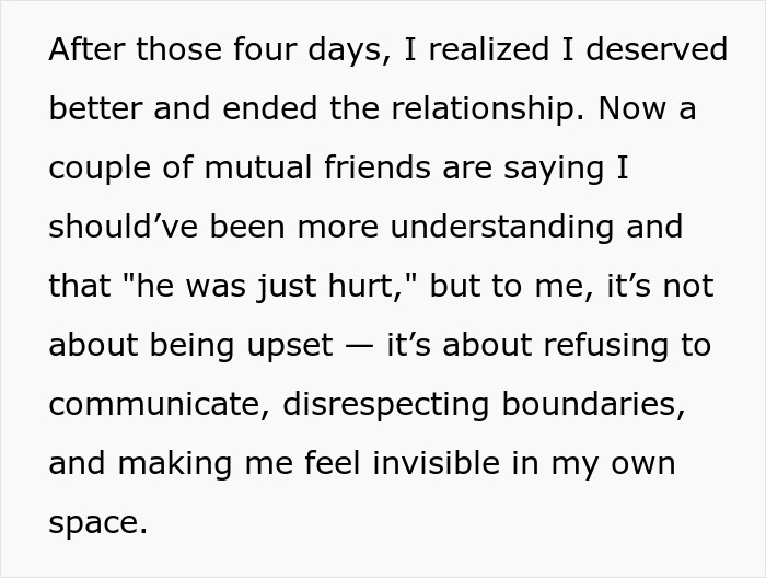 “I Deserved Better”: Man Tries To Punish GF With Silent Treatment, Gets Dumped And Kicked Out “I Deserved Better”: Man Tries To Punish GF With Silent Treatment, Gets Dumped And Kicked Out