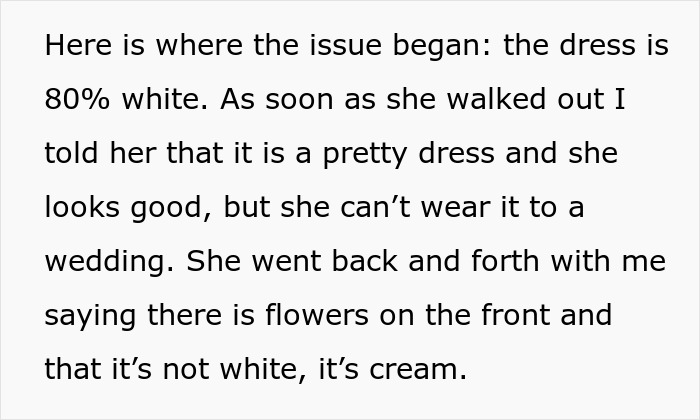 "AITA For Telling My Mom I Won’t Attend A Wedding If She Wears A Certain Dress" "AITA For Telling My Mom I Won’t Attend A Wedding If She Wears A Certain Dress"