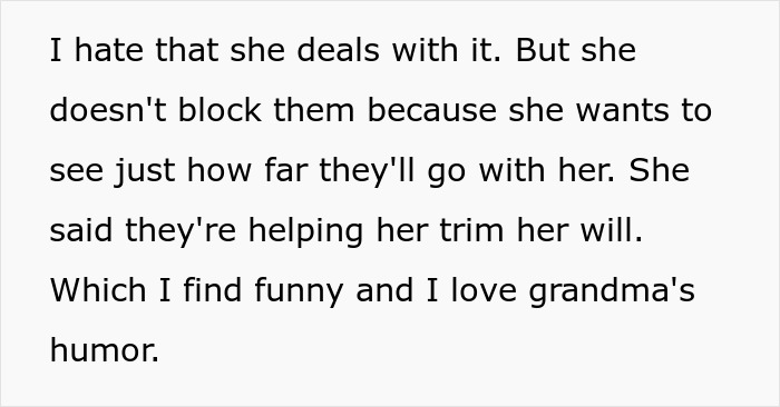 Text about a woman dealing with unwanted calls, expressing humor in response.