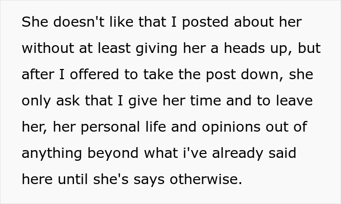 Text about a dispute involving a man's family, his girlfriend, and a prank by his brother.