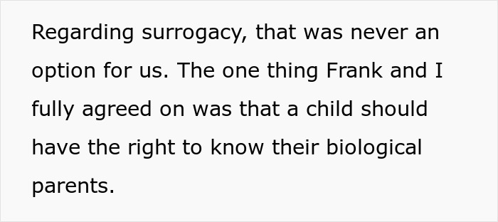 Text discussing surrogacy and the right of a child to know their biological parents.