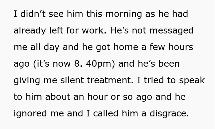 Text image discussing relationship tension due to miscarriage and silence, mentioning "disgrace" and communication issues. Text image discussing relationship tension due to miscarriage and silence, mentioning "disgrace" and communication issues.